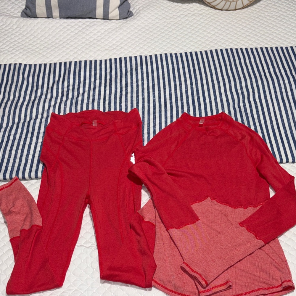 FP Movement by Free People Red Layered Workout Set - Top & Leggings